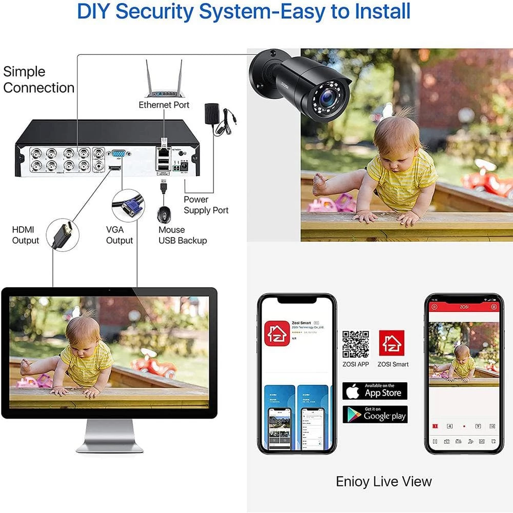 H.265 Plus 8-Channel 5MP-LITE DVR 1TB Hard Drive Security Camera System with 4X 1080P Wired Bullet Cameras by ZOSI 15 H.265 Plus 8-Channel 5MP-LITE DVR 1TB Hard Drive Security Camera System with 4X 1080P Wired Bullet Cameras by ZOSI - Image 13
