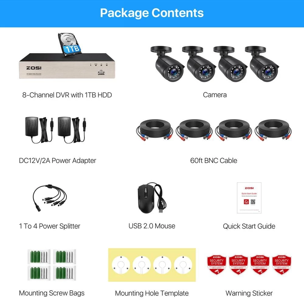 H.265 Plus 8-Channel 5MP-LITE DVR 1TB Hard Drive Security Camera System with 4X 1080P Wired Bullet Cameras by ZOSI 13 H.265 Plus 8-Channel 5MP-LITE DVR 1TB Hard Drive Security Camera System with 4X 1080P Wired Bullet Cameras by ZOSI - Image 11