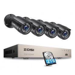 H.265+ 8-Channel 5MP-Lite DVR 2TB Hard Drive Security Camera System with 4 Wired Cameras by ZOSI