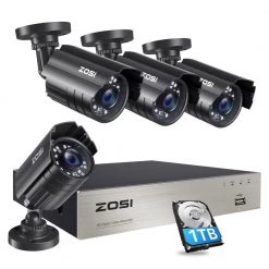 H.265 Plus 8-Channel 5MP-LITE DVR 1TB Hard Drive Security Camera System with 4 1080p Wired Cameras by ZOSI