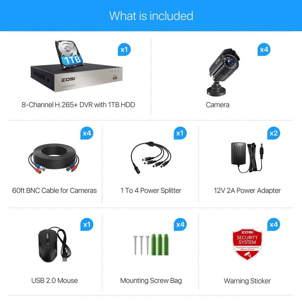 H.265 Plus 8-Channel 5MP-LITE DVR 1TB Hard Drive Security Camera System with 4 1080p Wired Cameras by ZOSI 14 H.265 Plus 8-Channel 5MP-LITE DVR 1TB Hard Drive Security Camera System with 4 1080p Wired Cameras by ZOSI - Image 12