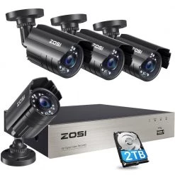 8-Channel H.256 Plus 5MP-Lite DVR 2TB HDD Security Camera System with 4 1080P Wired Bullet Cameras by ZOSI
