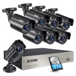 H.265 8-Channel 1080p Plus 5MP-Lite 1TB DVR Home Security Camera System with 8 Wired Outdoor Cameras by ZOSI