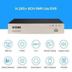 8-Channel 1080p 2TB DVR Home Security Camera System with 4 Wired Outdoor Cameras, Motion Detection, Night Vision by ZOSI -ProHT Sales Store black zosi wired security camera systems 8vn 261b4s 20 us 66 1000