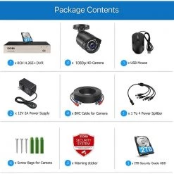 8-Channel 1080p 2TB DVR Home Security Camera System with 4 Wired Outdoor Cameras, Motion Detection, Night Vision by ZOSI -ProHT Sales Store black zosi wired security camera systems 8vn 261b4s 20 us fa 1000