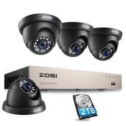 8-Channel 1080P DVR 2TB Video Surveillance System with 4 Wired Outdoor Security Cameras by ZOSI