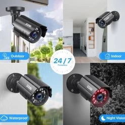 Wired 1080p Outdoor Bullet Security Camera 4-in-1 Compatible for TVI/CVI/AHD/CVBS DVR by ZOSI -ProHT Sales Store black zosi wired security cameras 1ac 2112c bs n fa 1000