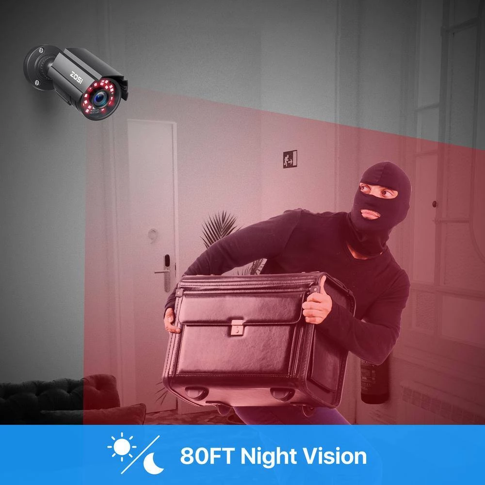 4-In-1 Wired 1080P FHD Outdoor Home Security Camera Compatible with TVI/AHD/CVI Analog DVR, 80 ft. Night Vision by ZOSI 9 4-In-1 Wired 1080P FHD Outdoor Home Security Camera Compatible with TVI/AHD/CVI Analog DVR, 80 ft. Night Vision by ZOSI - Image 7