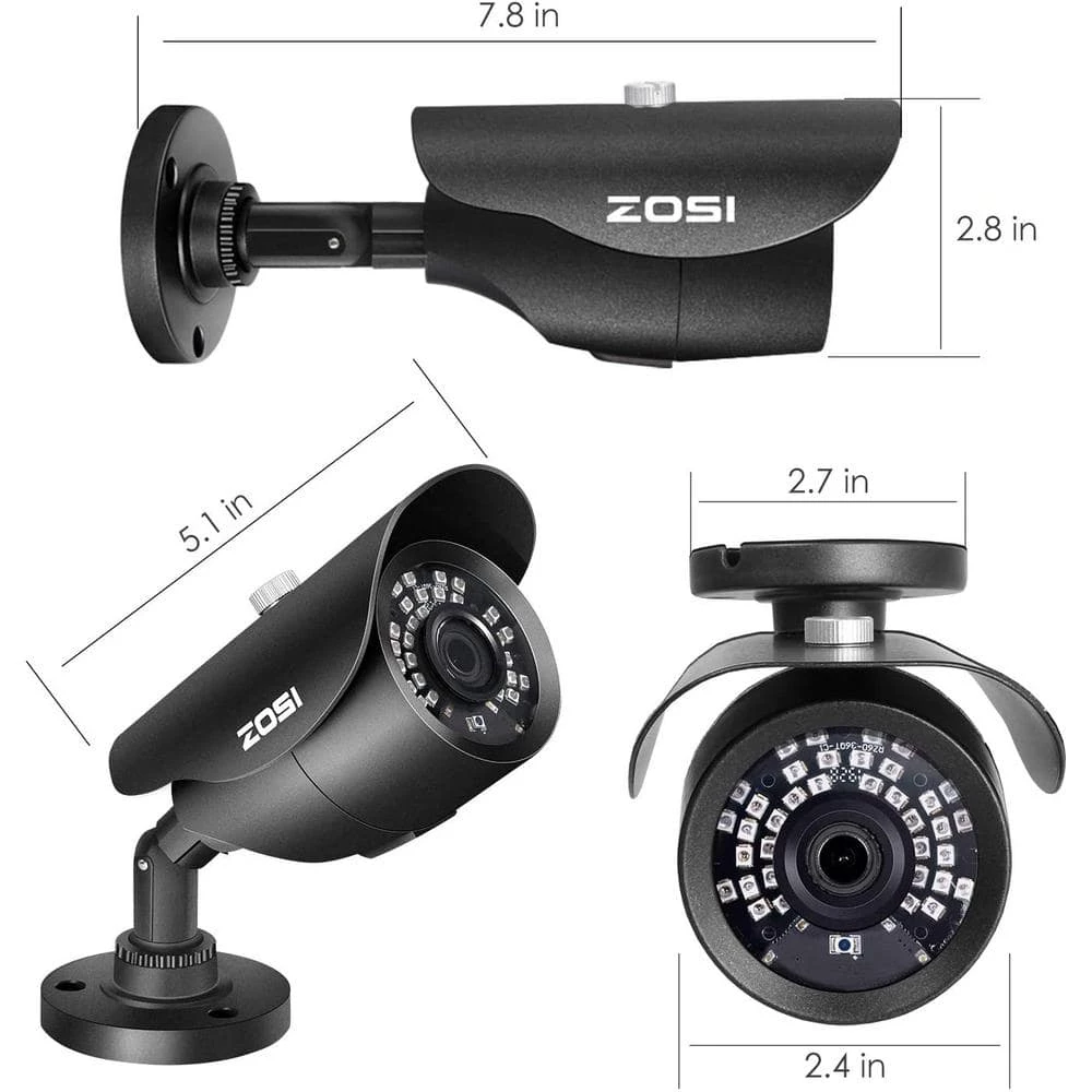 Wired 1080p Outdoor Bullet Security Camera 4-in-1 Compatible for TVI/CVI/AHD/CVBS, 120 ft. Night Vision, IP67 Waterproof by ZOSI 10 Wired 1080p Outdoor Bullet Security Camera 4-in-1 Compatible for TVI/CVI/AHD/CVBS, 120 ft. Night Vision, IP67 Waterproof by ZOSI - Image 8
