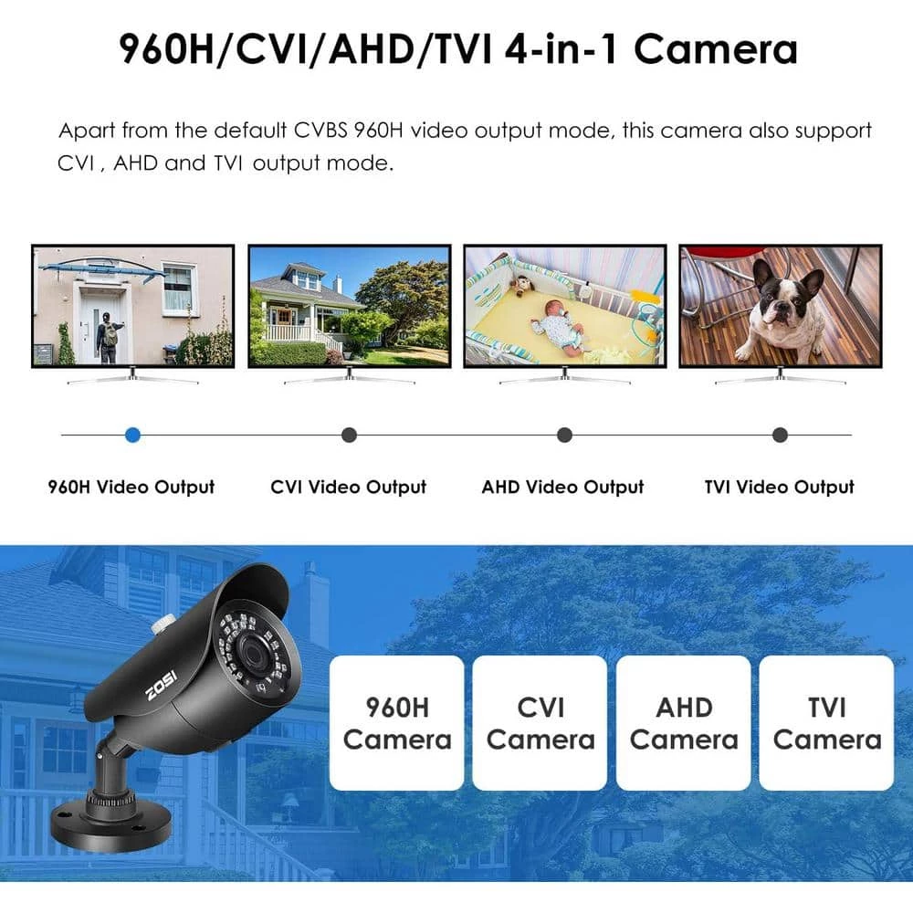 Wired 1080p Outdoor Bullet Security Camera 4-in-1 Compatible for TVI/CVI/AHD/CVBS, 120 ft. Night Vision, IP67 Waterproof by ZOSI 5 Wired 1080p Outdoor Bullet Security Camera 4-in-1 Compatible for TVI/CVI/AHD/CVBS, 120 ft. Night Vision, IP67 Waterproof by ZOSI - Image 3