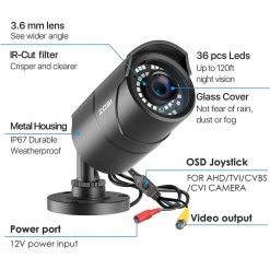 Wired 1080p HD Outdoor Home Security Camera 4-In-1 TVI/CVI/AHD/CVBS For 960H, 720P, 1080P, 5MP, 4K Analog CCTV DVR by ZOSI -ProHT Sales Store black zosi wired security cameras 1ac 2612c bs a1 40 1000