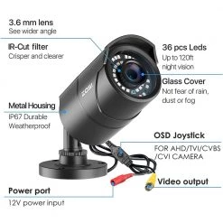 Wired 1080P FHD 4-In-1 Outdoor Home Security Camera Compatible with TVI/AHD/CVI Analog DVR, 120 ft. Night Vision by ZOSI 15 Wired 1080P FHD 4-In-1 Outdoor Home Security Camera Compatible with TVI/AHD/CVI Analog DVR, 120 ft. Night Vision by ZOSI -ProHT Sales Store black zosi wired security cameras 1ac 2612c bs us 2 1f 1000
