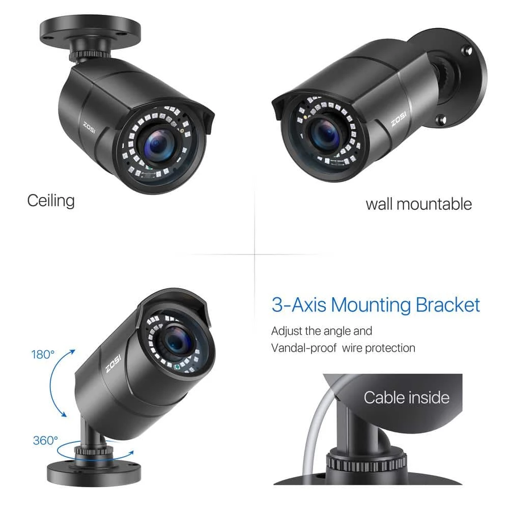 Wired 1080P FHD 4-In-1 Outdoor Home Security Camera Compatible with TVI/AHD/CVI Analog DVR, 120 ft. Night Vision by ZOSI 9 Wired 1080P FHD 4-In-1 Outdoor Home Security Camera Compatible with TVI/AHD/CVI Analog DVR, 120 ft. Night Vision by ZOSI - Image 7
