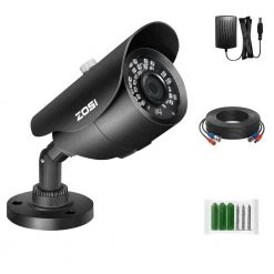 Wired 1080p Outdoor Bullet Security Camera 4-in-1 Compatible for TVI/CVI/AHD/CVBS, 120 ft. Night Vision, IP67 Waterproof by ZOSI