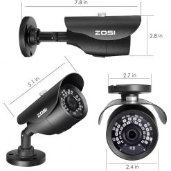 Wired 1080p Outdoor Bullet Security Camera 4-in-1 Compatible for TVI/CVI/AHD/CVBS, 120 ft. Night Vision, IP67 Waterproof by ZOSI -ProHT Sales Store black zosi wired security cameras 1ak 2312c bs us 76 1000