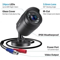 Wired 1080p Outdoor Bullet TVI Security Camera Compatible for TVI DVRs (4-pack) by ZOSI -ProHT Sales Store black zosi wired security cameras 4ak 1062b bs 1 1d 1000