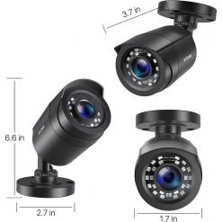 Wired 1080p Outdoor Bullet TVI Security Camera Compatible for TVI DVRs (4-pack) by ZOSI -ProHT Sales Store black zosi wired security cameras 4ak 1062b bs 1 4f 1000