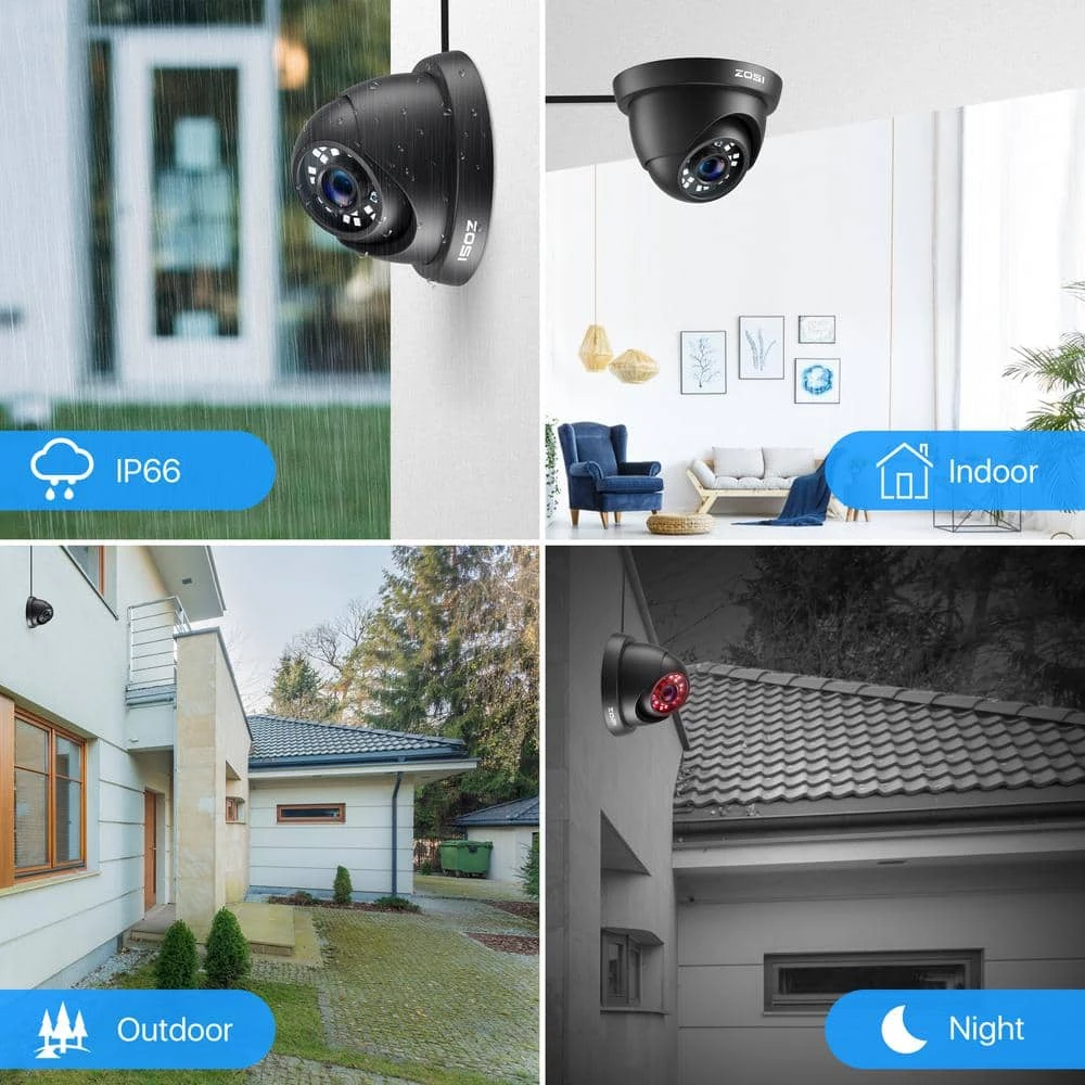 Wired 1080p Black Indoor Dome TVI Security Camera Compatible for TVI DVRs (4-Pack) by ZOSI 10 Wired 1080p Black Indoor Dome TVI Security Camera Compatible for TVI DVRs (4-Pack) by ZOSI - Image 8