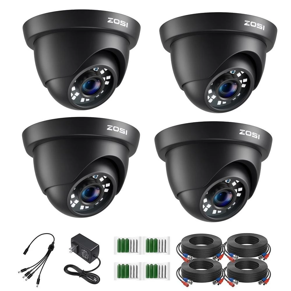 Wired 1080p Black Indoor Dome TVI Security Camera Compatible for TVI DVRs (4-Pack) by ZOSI 3 Wired 1080p Black Indoor Dome TVI Security Camera Compatible for TVI DVRs (4-Pack) by ZOSI