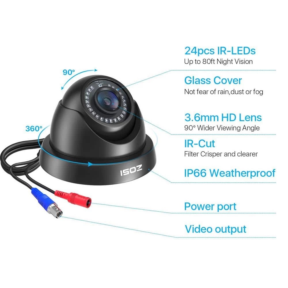 Wired 1080p Home Security Camera Compatible for All TVI DVRs, For Outdoor and Indoor by ZOSI 4 Wired 1080p Home Security Camera Compatible for All TVI DVRs, For Outdoor and Indoor by ZOSI - Image 2