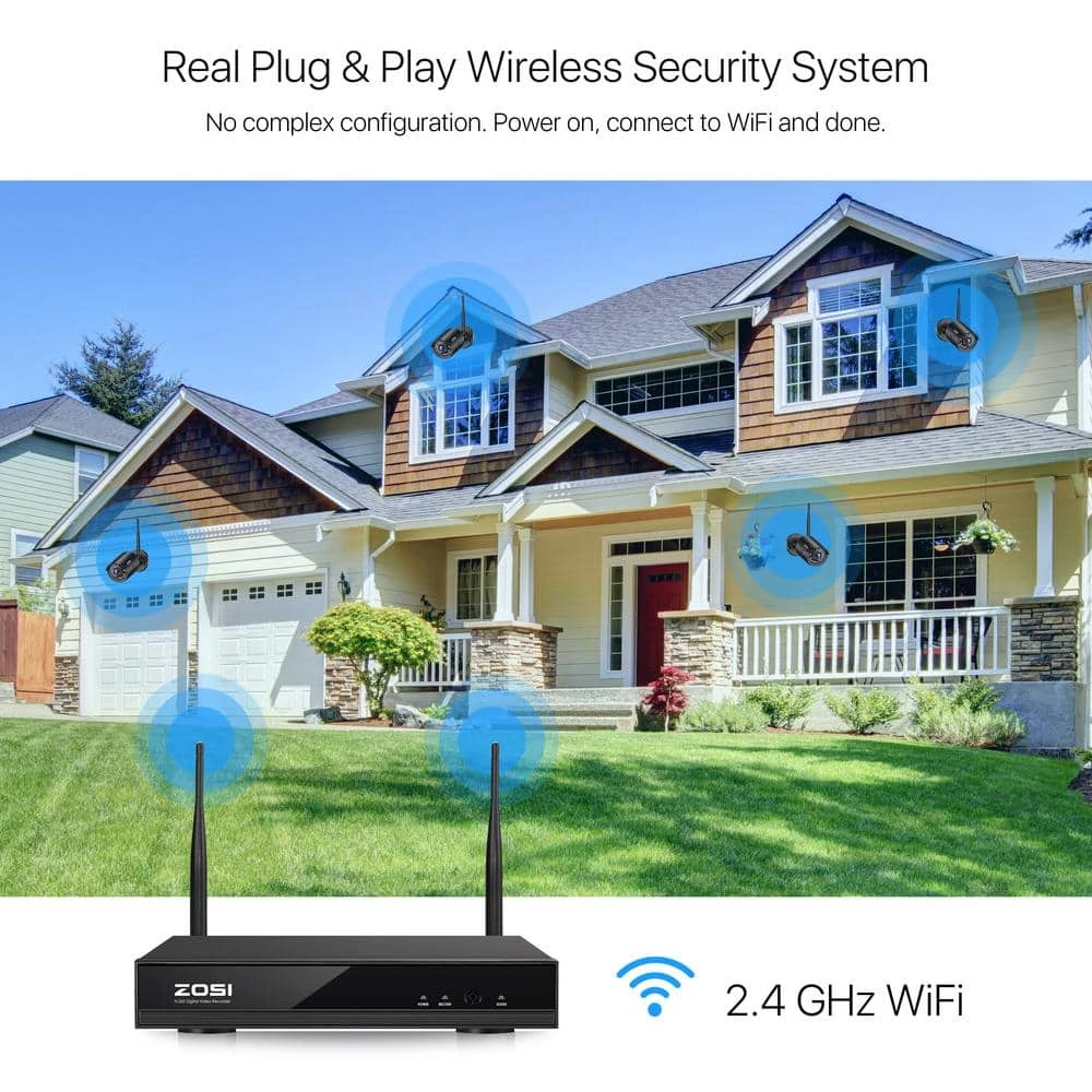 8-Channel 3MP 1TB Hard Drive NVR Surveillance System with 8 Wireless Bullet Cameras, 80 ft. Night Vision - Black by ZOSI 6 8-Channel 3MP 1TB Hard Drive NVR Surveillance System with 8 Wireless Bullet Cameras, 80 ft. Night Vision - Black by ZOSI - Image 4