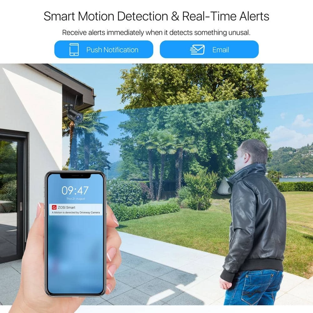 8-Channel 3MP 1TB Hard Drive NVR Surveillance System with 8 Wireless Bullet Cameras, 80 ft. Night Vision - Black by ZOSI 4 8-Channel 3MP 1TB Hard Drive NVR Surveillance System with 8 Wireless Bullet Cameras, 80 ft. Night Vision - Black by ZOSI - Image 2