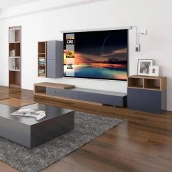 100 in. Electric Projection Screen with White Frame by ProHT -ProHT Sales Store proht projector screens 05355 22 40 1000