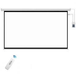 100 in. Electric Projection Screen with White Frame by ProHT