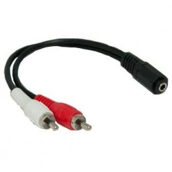 6 in. 3.5 mm Stereo Female to 2 RCA Male Digital Audio Cable by SANOXY