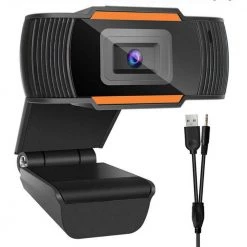 1280 x 720P USB Webcam with 3.5 mm Audio Y Cable and Sound Card, Supports ZOOM, Teams, Online Video Chat by SANOXY