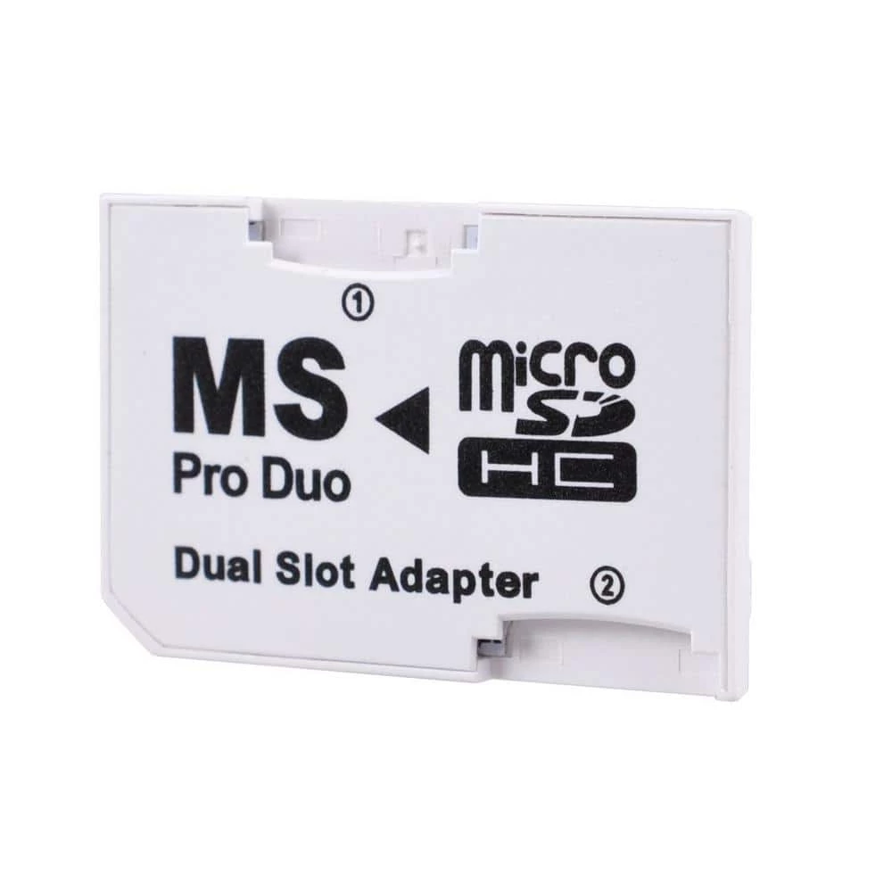 Dual Slot MicroSD to MS PRO DUO Adapter for Sony PSP, Converts 2-MicroSD or MicroSDHC Cards, White by SANOXY 3 Dual Slot MicroSD to MS PRO DUO Adapter for Sony PSP, Converts 2-MicroSD or MicroSDHC Cards, White by SANOXY
