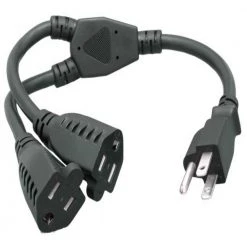 14 in. 16 AWG Power Cord Splitter Cable (2 NEMA 5-15R to 1 NEMA 5-15P) by SANOXY