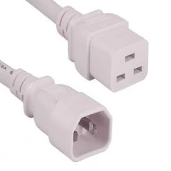 2 ft. 14 AWG 15 Amp 250-Volt Power Cord (IEC320 C14 to IEC320 C19), White by SANOXY