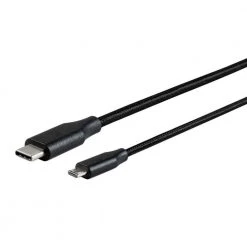 Cables and Adapters; Type-C to Micro B 2.0 Cable, 480 Mbps, 2.4 Amp, 3 ft., Braided Black by SANOXY