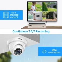 8-Channel 1080p 2TB Hard Drive DVR Security Camera System with 8 Wired Dome Cameras by ZOSI -ProHT Sales Store white 8ch zosi wired security camera systems 8mn 418w8s 20 1f 1000