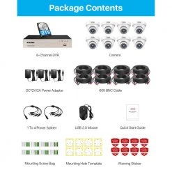 8-Channel 1080p 2TB Hard Drive DVR Security Camera System with 8 Wired Dome Cameras by ZOSI -ProHT Sales Store white 8ch zosi wired security camera systems 8mn 418w8s 20 76 1000