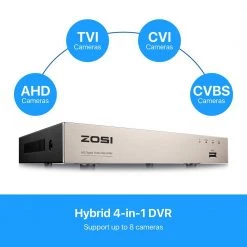 8-Channel 1080p 2TB Hard Drive DVR Security Camera System with 8 Wired Dome Cameras by ZOSI -ProHT Sales Store white 8ch zosi wired security camera systems 8mn 418w8s 20 fa 1000