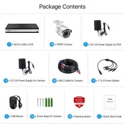 16-Channel 1080p 4TB Hard Drive DVR Security Camera System with 16 Wired Bullet Cameras by ZOSI -ProHT Sales Store white zosi wired security camera systems 16ck 261w16 40 1f 1000