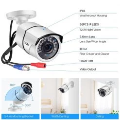 16-Channel 1080p 4TB Hard Drive DVR Security Camera System with 16 Wired Bullet Cameras by ZOSI -ProHT Sales Store white zosi wired security camera systems 16ck 261w16 40 66 1000