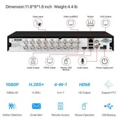 16-Channel 1080p 4TB Hard Drive DVR Security Camera System with 16 Wired Bullet Cameras by ZOSI -ProHT Sales Store white zosi wired security camera systems 16ck 261w16 40 77 1000