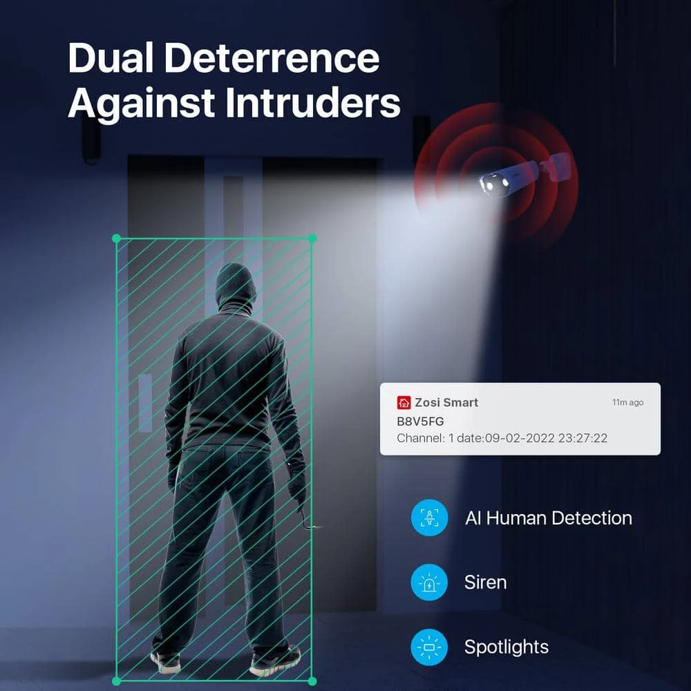 16-Channel 8MP PoE 4TB NVR Security Camera System with 10 Wired 8MP Spotlight IP Cameras, 2-Way Audio, Human Detection by ZOSI 5 16-Channel 8MP PoE 4TB NVR Security Camera System with 10 Wired 8MP Spotlight IP Cameras, 2-Way Audio, Human Detection by ZOSI - Image 3