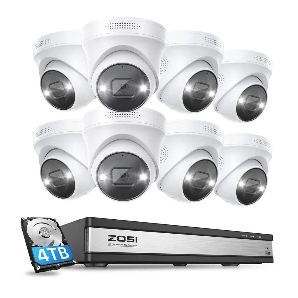 4K Ultra HD 16-Channel POE 4TB NVR Security System with 8X 8MP Wired Spotlight Security IP Cameras, AI Human Detection by ZOSI 3 4K Ultra HD 16-Channel POE 4TB NVR Security System with 8X 8MP Wired Spotlight Security IP Cameras, AI Human Detection by ZOSI