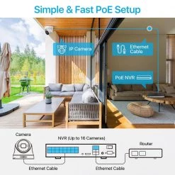 4K Ultra HD 16-Channel 8MP POE 4TB NVR Security Camera System with 16 Wired Spotlight Cameras, 2-Way Audio by ZOSI 21 4K Ultra HD 16-Channel 8MP POE 4TB NVR Security Camera System with 16 Wired Spotlight Cameras, 2-Way Audio by ZOSI -ProHT Sales Store white zosi wired security camera systems 16dk 2258w16 40 us 44 1000