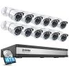 16-Channel 4K POE Security Cameras System with 4TB Hard Drive and 12 Wired 5MP Outdoor IP Cameras, 120ft Night Vision by ZOSI -ProHT Sales Store white zosi wired security camera systems 16dk 2615w12 40 a2 64 1000