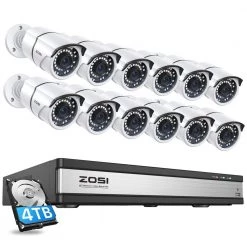 16-Channel 4K POE Security Cameras System with 4TB Hard Drive and 12 Wired 5MP Outdoor IP Cameras, 120ft Night Vision by ZOSI