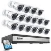 16-Channel 4K POE Security Cameras System with 4TB Hard Drive and 16 Wired 5MP Outdoor IP Cameras, 120ft Night Vision by ZOSI