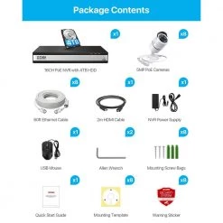 16-Channel 4K POE Security Cameras System with 4TB Hard Drive and 8 Wired 5MP Outdoor IP Cameras, 120 ft. Night Vision by ZOSI -ProHT Sales Store white zosi wired security camera systems 16dk 2615w8 40 a2 44 1000