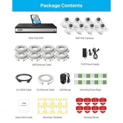 4K UHD 16-Channel POE NVR Security Camera System with 4TB HDD and 8 Wired 5MP Outdoor/Indoor IP Dome Cameras by ZOSI -ProHT Sales Store white zosi wired security camera systems 16dk 4295w8 40 us a2 1f 1000