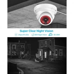 4K UHD 16-Channel POE NVR Security Camera System with 4TB HDD and 8 Wired 5MP Outdoor/Indoor IP Dome Cameras by ZOSI -ProHT Sales Store white zosi wired security camera systems 16dk 4295w8 40 us a2 a0 1000