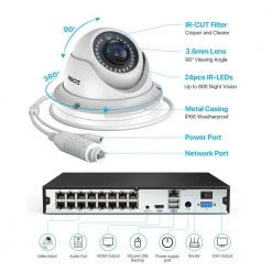 4K UHD 16-Channel POE NVR Security Camera System with 4TB HDD and 8 Wired 5MP Outdoor/Indoor IP Dome Cameras by ZOSI -ProHT Sales Store white zosi wired security camera systems 16dk 4295w8 40 us a2 c3 1000